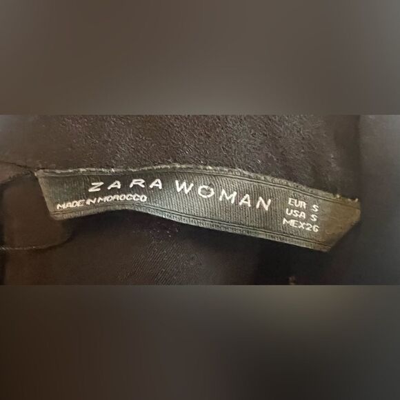 Zara Women Choker Cut-out Blouse Sz S-M Black Flowy High/Low Hem Minimalist - Picture 7 of 8